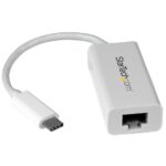 StarTech.com USB-C to Gigabit Ethernet Adapter, White, Thunderbolt 3, RJ45 LAN, Windows/Mac/Linux