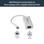 StarTech.com USB-C to Gigabit Ethernet Adapter, White, Thunderbolt 3, RJ45 LAN, Windows/Mac/Linux