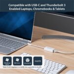 StarTech.com USB-C to Gigabit Ethernet Adapter, White, Thunderbolt 3, RJ45 LAN, Windows/Mac/Linux