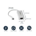 StarTech.com USB-C to Gigabit Ethernet Adapter, White, Thunderbolt 3, RJ45 LAN, Windows/Mac/Linux
