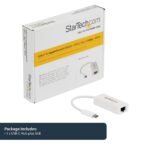 StarTech.com USB-C to Gigabit Ethernet Adapter, White, Thunderbolt 3, RJ45 LAN, Windows/Mac/Linux