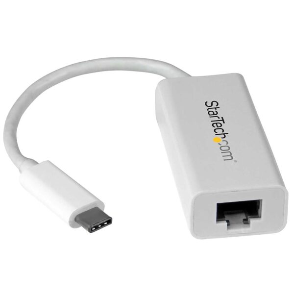 StarTech.com USB-C to Gigabit Ethernet Adapter, White, Thunderbolt 3, RJ45 LAN, Windows/Mac/Linux