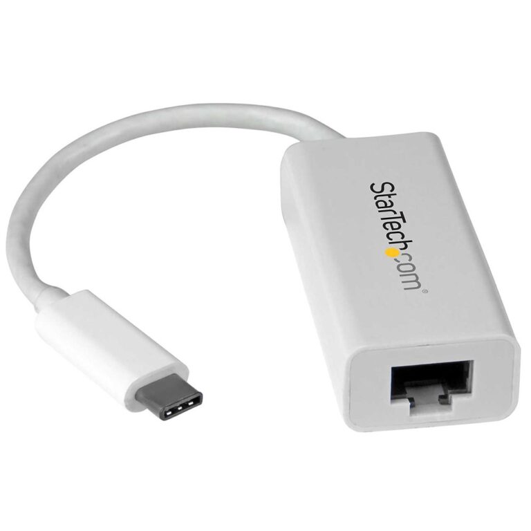 StarTech.com USB-C to Gigabit Ethernet Adapter, White, Thunderbolt 3, RJ45 LAN, Windows/Mac/Linux