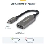 StarTech.com USB-C to HDMI Adapter, 20cm, 8K 60Hz / 4K 120Hz, HDMI 2.1, HDR10+, Grey
