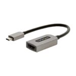 StarTech.com USB-C to HDMI Adapter, 4K 60Hz, HDR10, USB-C Male to HDMI 2.0b, 0.13m, Grey