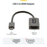 StarTech.com USB-C to HDMI Adapter, 4K 60Hz, HDR10, USB-C Male to HDMI 2.0b, 0.13m, Grey