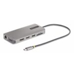 StarTech.com USB-C Triple Multiport Adapter, Dual 4K 60Hz + 4K 30Hz HDMI & DisplayPort, 100W PD Pass-Through, GbE, SD/MicroSD Card Reader, Grey