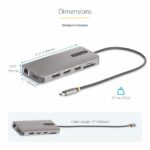 StarTech.com USB-C Triple Multiport Adapter, Dual 4K 60Hz + 4K 30Hz HDMI & DisplayPort, 100W PD Pass-Through, GbE, SD/MicroSD Card Reader, Grey