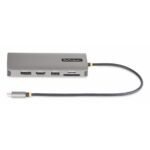 StarTech.com USB-C Triple Multiport Adapter, Dual 4K 60Hz + 4K 30Hz HDMI & DisplayPort, 100W PD Pass-Through, GbE, SD/MicroSD Card Reader, Grey