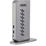 StarTech.com USB-C USB-A Hybrid Universal Docking Station - Dual 4K 60Hz HDMI/DisplayPort - 6x USB-A - GbE - Black/Grey