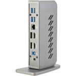 StarTech.com USB-C USB-A Hybrid Universal Docking Station - Dual 4K 60Hz HDMI/DisplayPort - 6x USB-A - GbE - Black/Grey