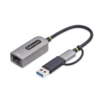StarTech.com USB-C/USB-A to Gigabit Ethernet Adapter, 15cm Cable, Grey
