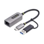 StarTech.com USB-C/USB-A to Gigabit Ethernet Adapter, 15cm Cable, Grey