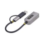 StarTech.com USB-C/USB-A to Gigabit Ethernet Adapter, 15cm Cable, Grey
