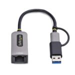 StarTech.com USB-C/USB-A to Gigabit Ethernet Adapter, 15cm Cable, Grey