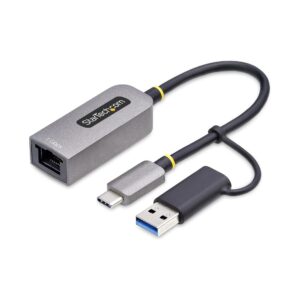 StarTech.com USB-C/USB-A to Gigabit Ethernet Adapter, 15cm Cable, Grey
