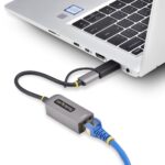StarTech.com USB-C/USB-A to Gigabit Ethernet Adapter, 15cm Cable, Grey