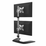 StarTech.com Vertical Dual Monitor Stand for up to two 27" Displays, 16kg Max, Black/Silver