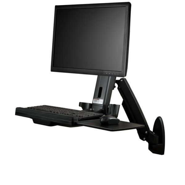 StarTech.com Wall Mount Workstation for 24" Monitor, Keyboard Tray, 8kg Capacity, Black