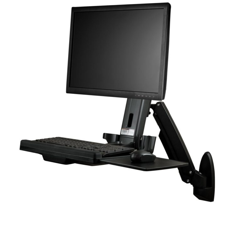 StarTech.com Wall Mount Workstation for 24" Monitor, Keyboard Tray, 8kg Capacity, Black