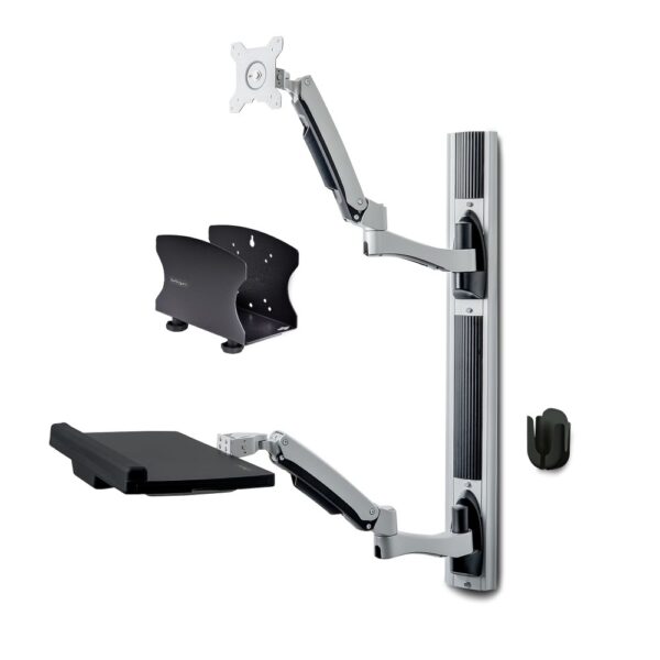 StarTech.com Wall Mount Workstation for 27-32" Monitor (10kg), Fully Articulating VESA Mount, Black