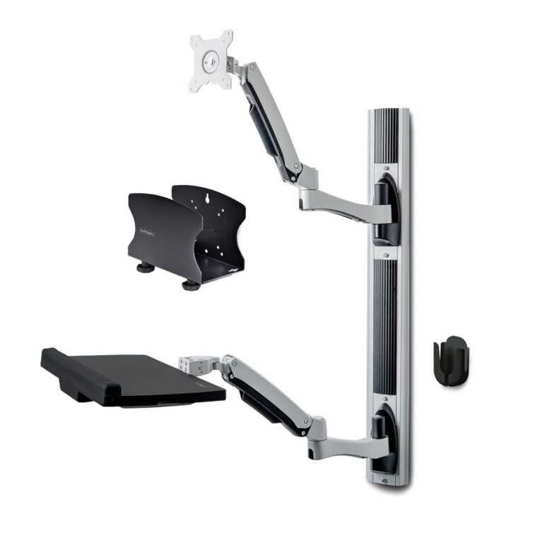 StarTech.com Wall Mount Workstation for 27-32" Monitor (10kg), Fully Articulating VESA Mount, Black
