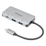 Targus ACH228 USB-C Multi-Port Hub 4-Port (2x USB-A + 2x USB-C) 100W PD Pass-Thru 5Gbps Silver