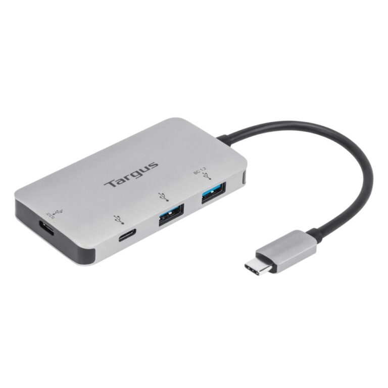 Targus ACH228 USB-C Multi-Port Hub 4-Port (2x USB-A + 2x USB-C) 100W PD Pass-Thru 5Gbps Silver