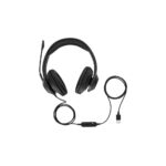 Targus AEH102GL Wired Headset with Boom Microphone, USB Type-A, Passive Noise Cancelling, Black