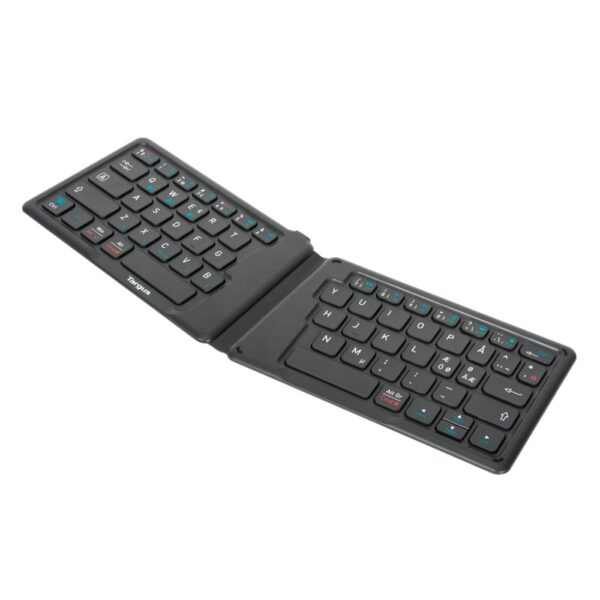 Targus AKF003NO Mini Bluetooth 5.1 QWERTY Nordic Ergonomic Keyboard Black, Rechargeable