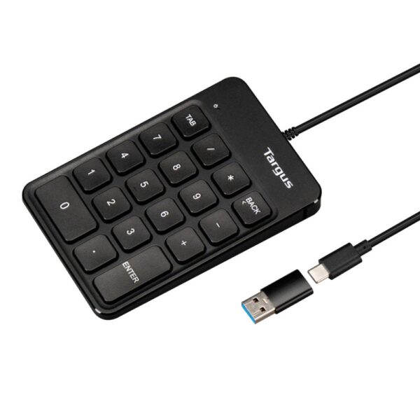 Targus AKP13GL Universal Wired USB Numeric Keypad Black, 18 Keys, 1.5m Cable, Plug & Play, GRS Certified