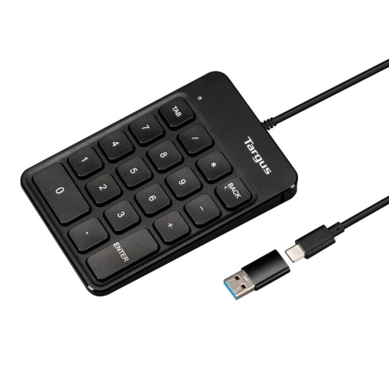 Targus AKP13GL Universal Wired USB Numeric Keypad Black, 18 Keys, 1.5m Cable, Plug & Play, GRS Certified
