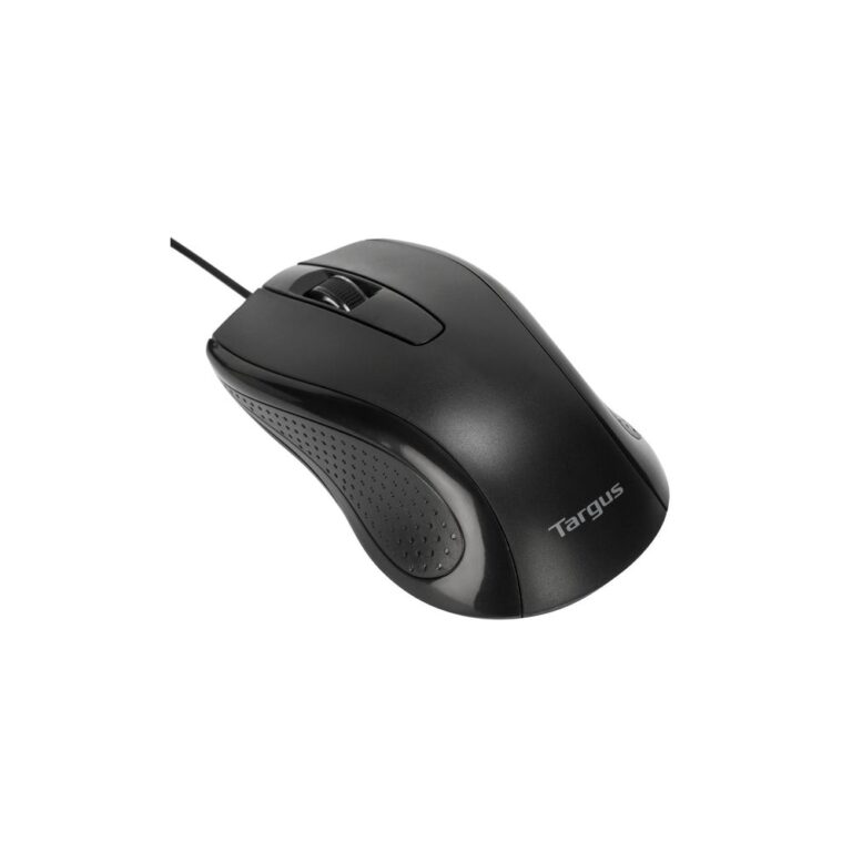 Targus AMU81AMGL Optical Wired Mouse, 1.5m USB, 1000 DPI, 3 Buttons, Ergonomic, Black