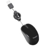 Targus Compact Travel Ambidextrous USB Mouse with 1000 DPI and Retractable Cable - Black