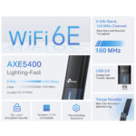 TP-Link Archer TXE70UH AXE5400 Wi-Fi 6E Tri-Band Wireless USB Adapter Black