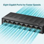 TP-Link LS1008G 8-Port Gigabit Unmanaged Ethernet Network Switch, 16 Gbps Switching Capacity, Black
