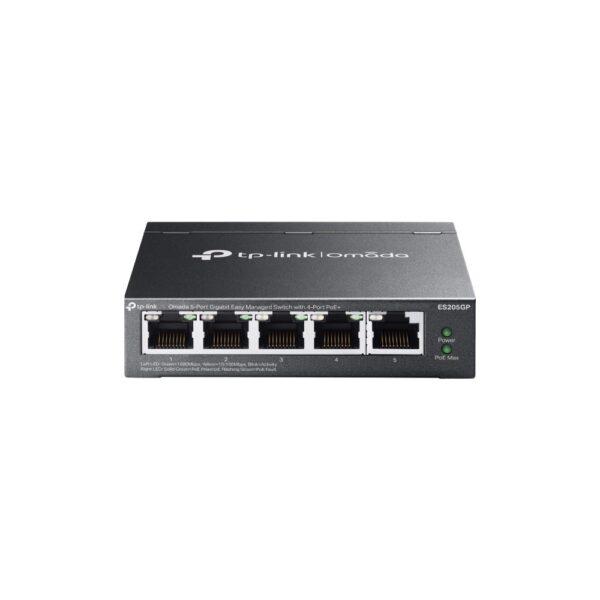 TP-Link Omada 5-Port Gigabit Easy Managed Switch with 4-Port PoE+ 65W, Cloud-Managed, Black
