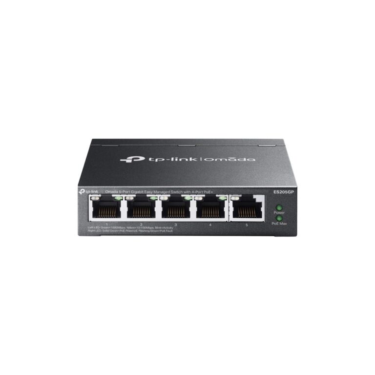 TP-Link Omada 5-Port Gigabit Easy Managed Switch with 4-Port PoE+ 65W, Cloud-Managed, Black