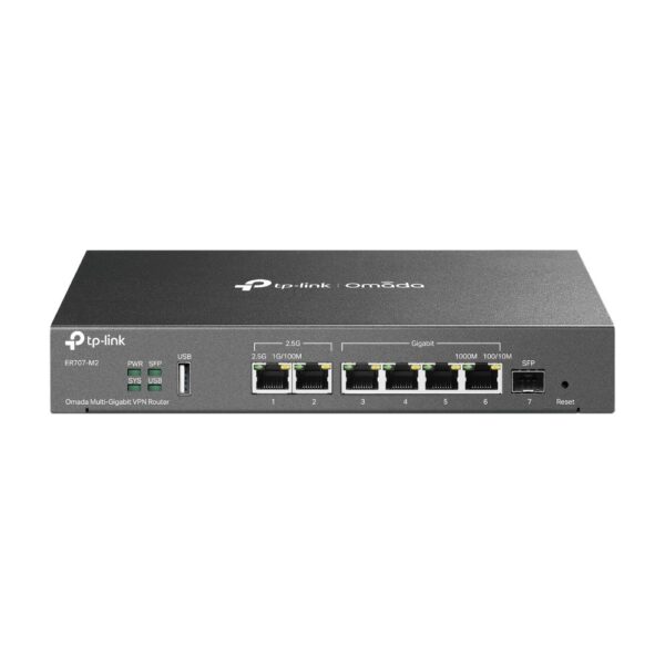 TP-Link Omada ER707-M2 Multi-Gigabit VPN Router Black with 6x WAN Ports, 2.5 Gbps, 66 VPN Tunnels
