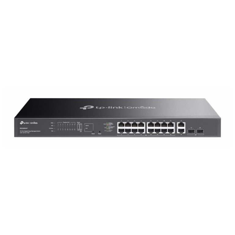 TP-Link Omada ES220GMP Managed L2 Gigabit PoE Network Switch 18-Port, 2 SFP, 250W Budget, Black