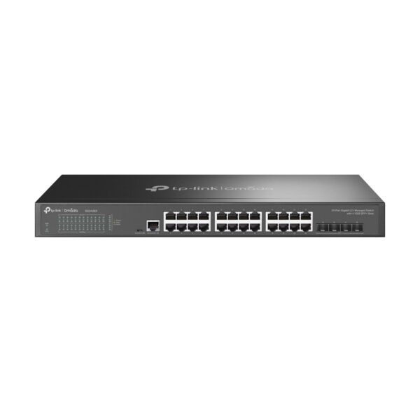 TP-Link Omada L2+ Managed Switch, 24x Gigabit Ethernet, 4x 10GE SFP+ Slots, Cloud Managed, Fanless
