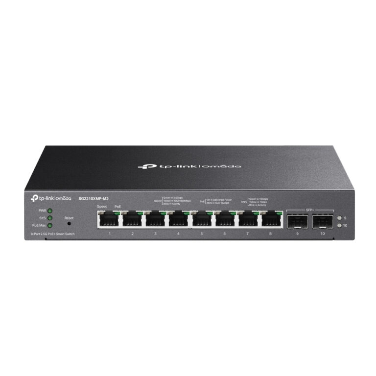 TP-Link Omada SG2210XMP-M2 Smart Switch, 8x 2.5G PoE+ ports, 2x 10G SFP+ uplink, 160W, L2/L2+ Managed