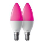 TP-Link Tapo L430C Smart Wi-Fi Candle Light Bulb, Multi-colour, 4.8W E14, 470lm, Dimmable, 2-Pack