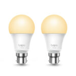 TP-Link Tapo L510B Smart Wi-Fi B22 LED Dimmable Light Bulb, 8.7W 806lm, White, Twin Pack