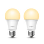 TP-Link Tapo L510E Smart LED Dimmable Light Bulb A27, 806lm, 2700K, Wi-Fi, White, 2-Pack