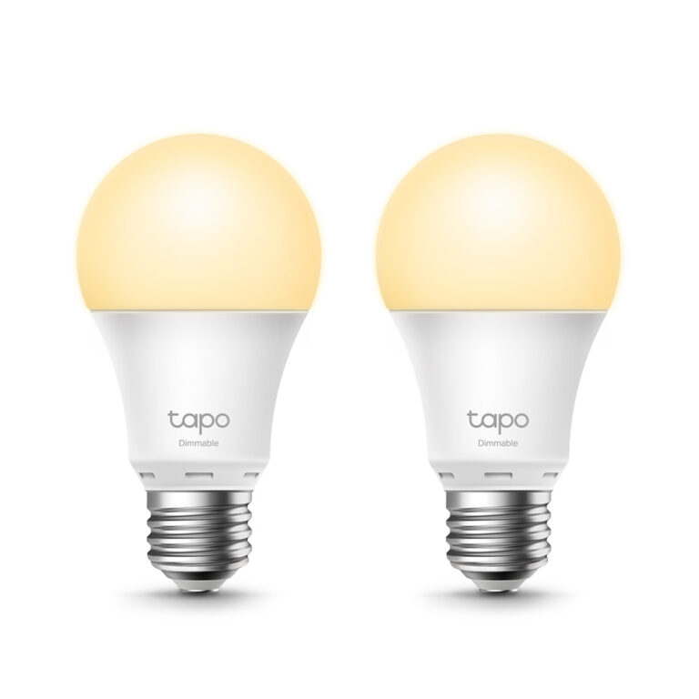 TP-Link Tapo L510E Smart LED Dimmable Light Bulb A27, 806lm, 2700K, Wi-Fi, White, 2-Pack