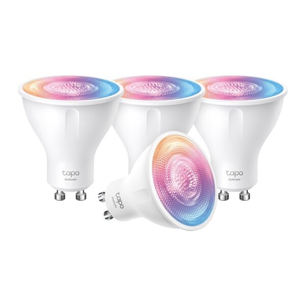 TP-Link Tapo L630 Smart Wi-Fi GU10 Spotlight, Multi-Colour, 350lm, Dimmable, 4 Pack, White