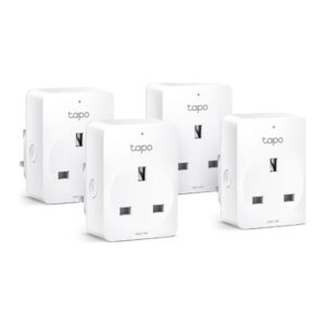 TP-Link Tapo P100 Mini Smart Wi-Fi Socket 4-Pack, 2.4GHz, 2300W, Works with Alexa & Google Home, White