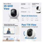 TP-Link Tapo Pan/Tilt AI Home Security Wi-Fi Camera 2K QHD White, Black