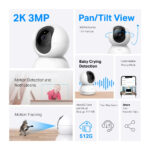 TP-Link Tapo Pan/Tilt Home Security Wi-Fi Camera 2K 3MP Indoor Spherical White Black